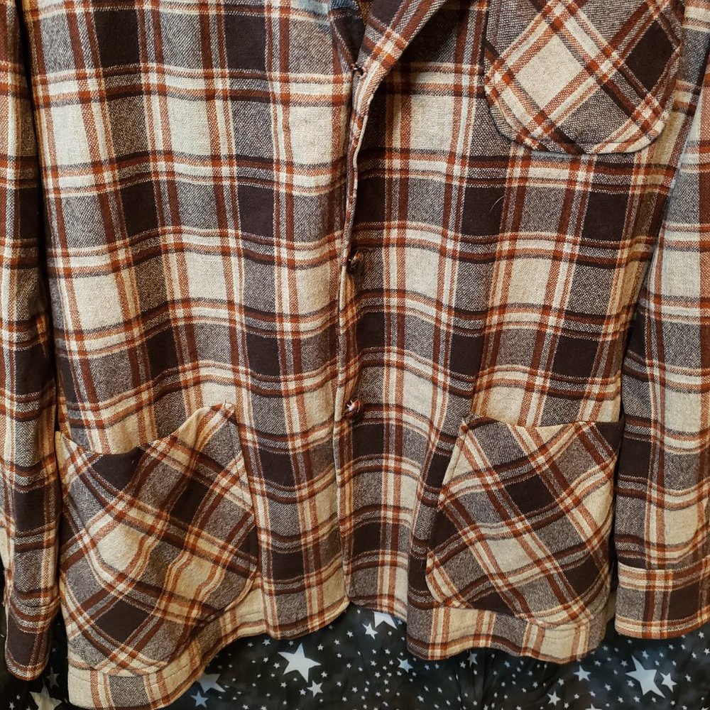 Pendleton Brown Plaid Coat 3 Pockets Wool - Picture 3 of 7